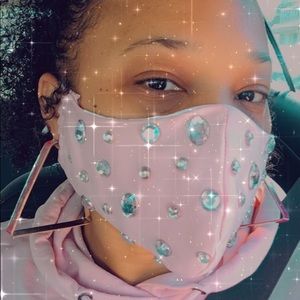Faux Diamond Studded Face Mask